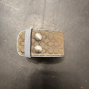 Vintage Coach Signature Monogram Fabric and Leather Cuff Bracelet #vintage